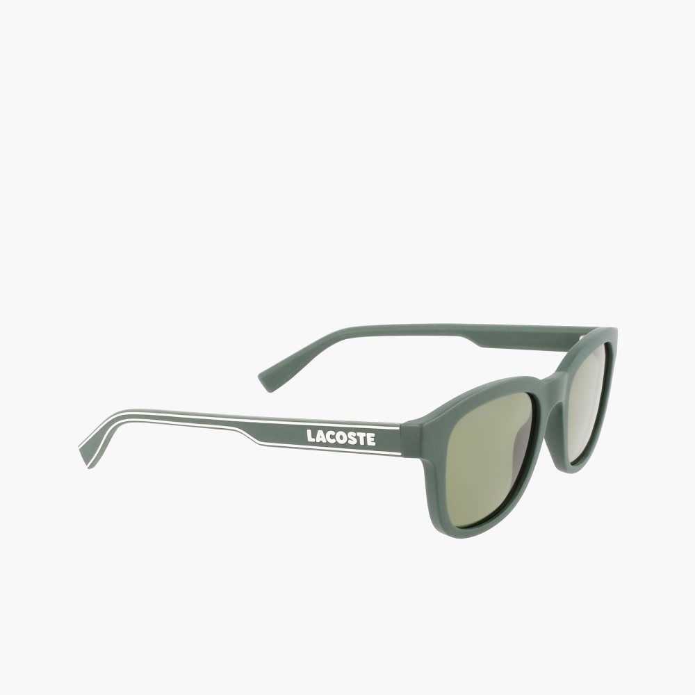 Matte Green Lacoste Rectangle Active Line Sunglasses | HOGNUA-923