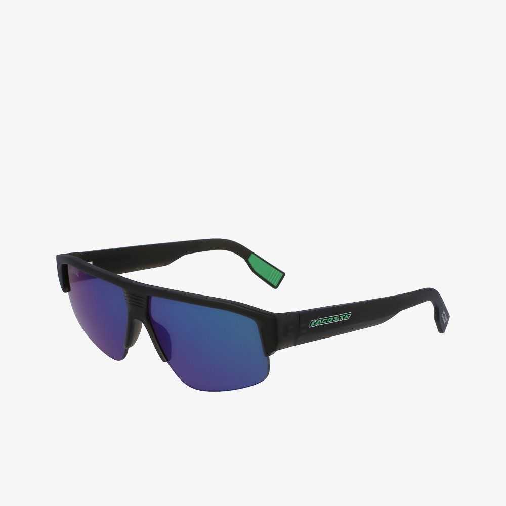 Matte Grey Lacoste Mask Active Sunglasses | IBVNES-923