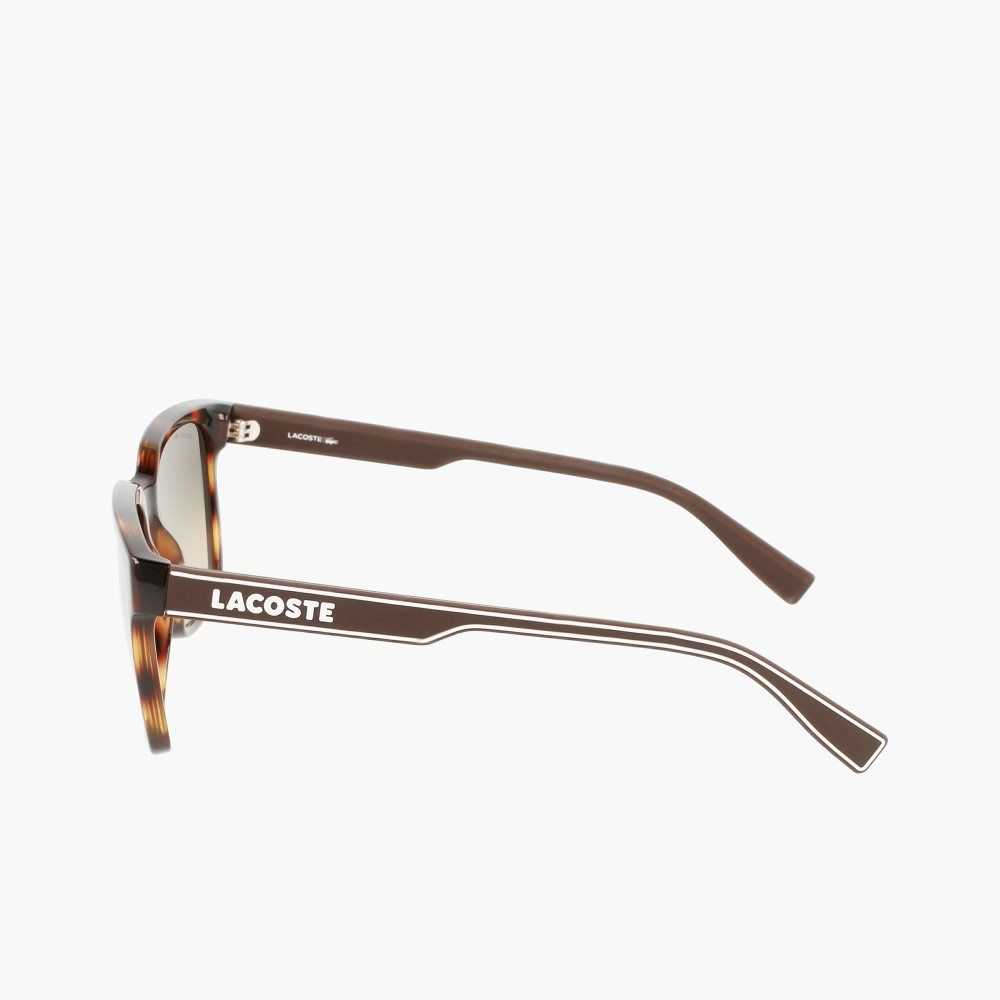 Matte Havana Lacoste Rectangle Active Line Sunglasses | WQPLZF-694