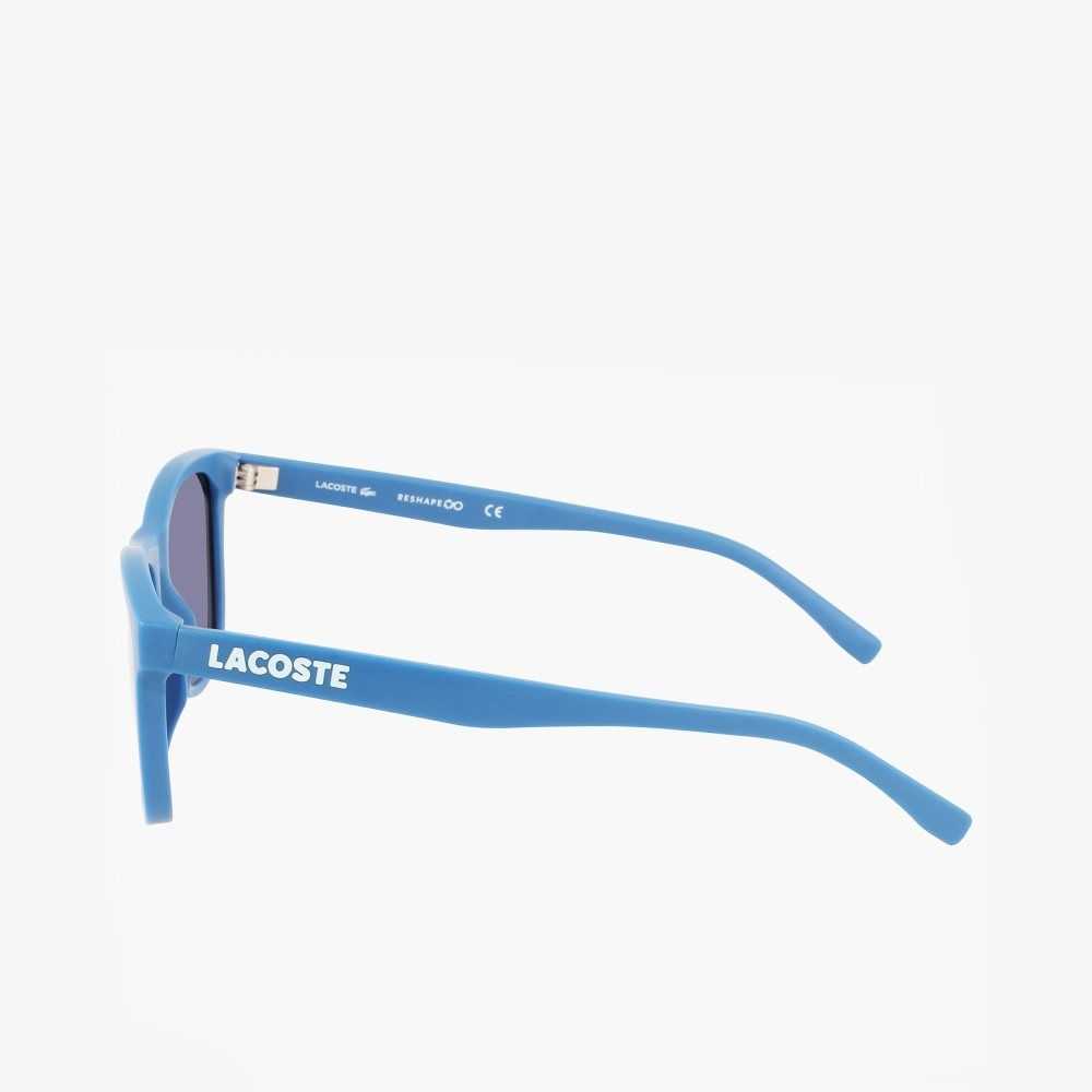 Matte Medium Blue Lacoste Rectangle Recycled PET Injected Beach Pack Sunglasses | DBMLEX-789