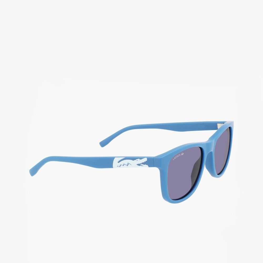 Matte Medium Blue Lacoste Rectangle Recycled PET Injected Beach Pack Sunglasses | DBMLEX-789