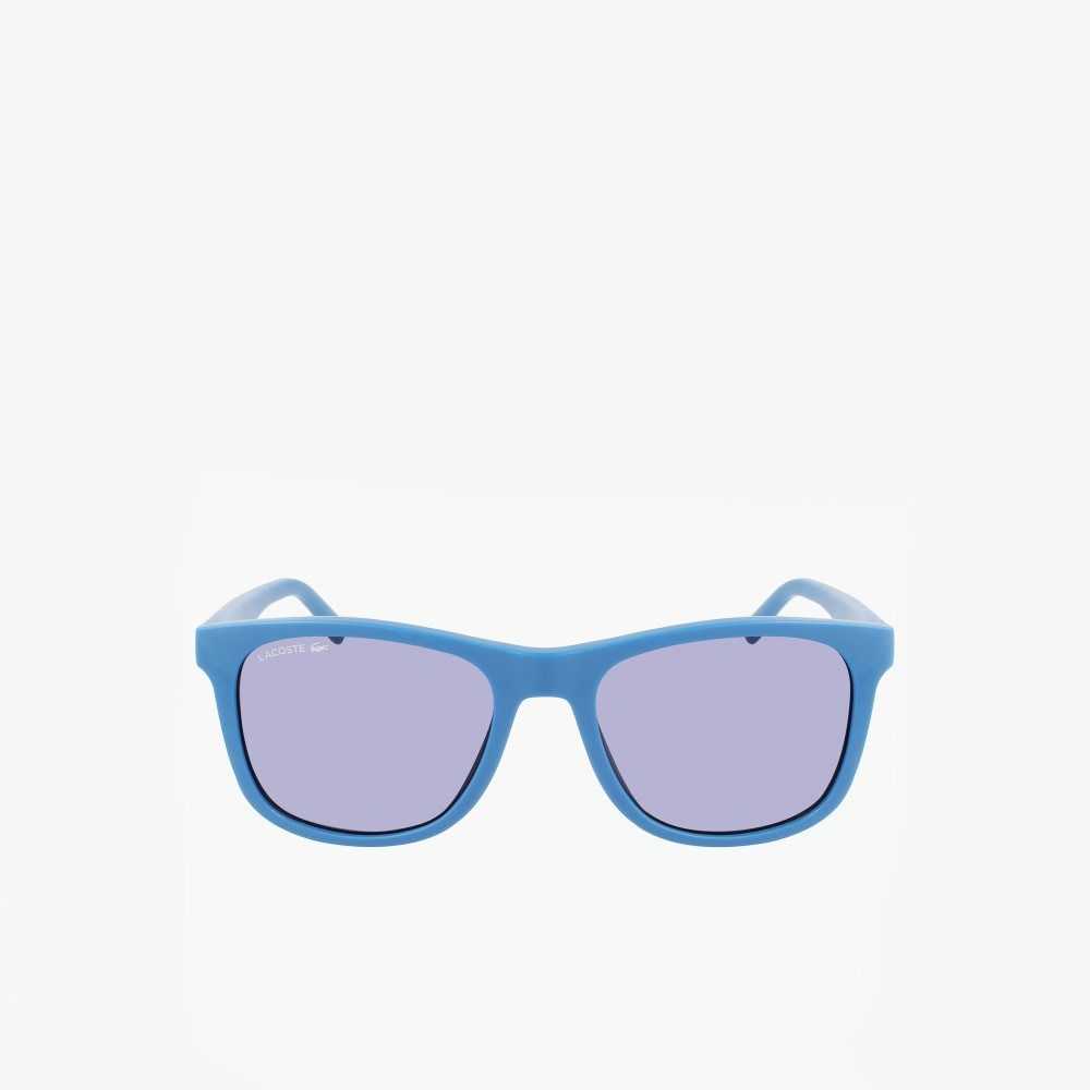 Matte Medium Blue Lacoste Rectangle Recycled PET Injected Beach Pack Sunglasses | DBMLEX-789