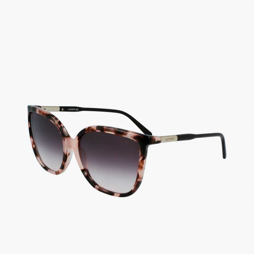 Matte Rose Lacoste Tubular Temple Butterfly Acetate Sunglasses | UKRYAC-481