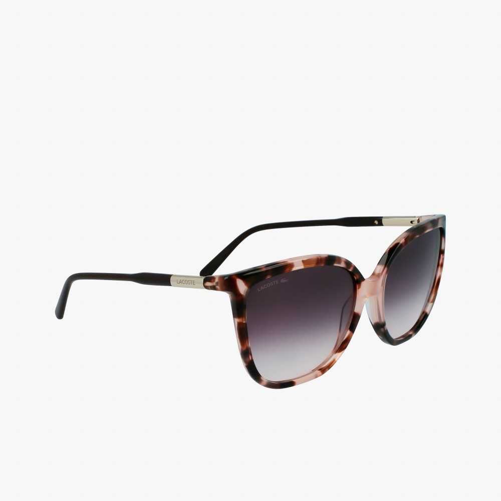 Matte Rose Lacoste Tubular Temple Butterfly Acetate Sunglasses | UKRYAC-481