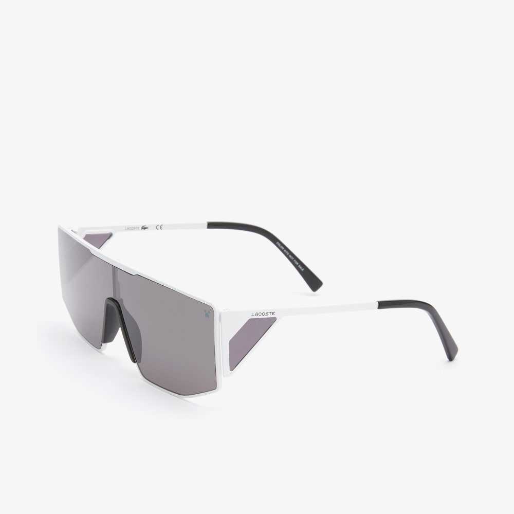 Matte White Lacoste Metal Shield x Minecraft Sunglasses | EFMOBQ-635