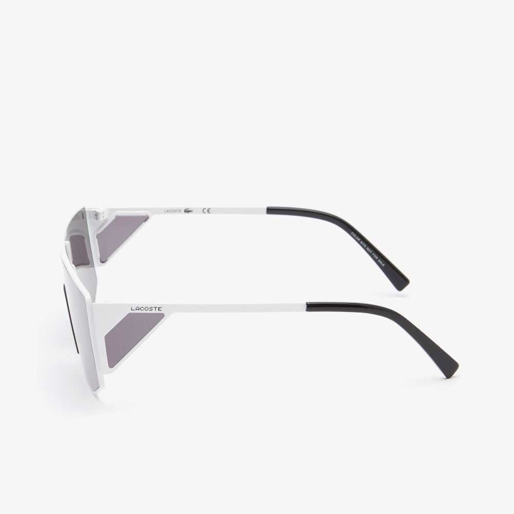 Matte White Lacoste Metal Shield x Minecraft Sunglasses | EFMOBQ-635