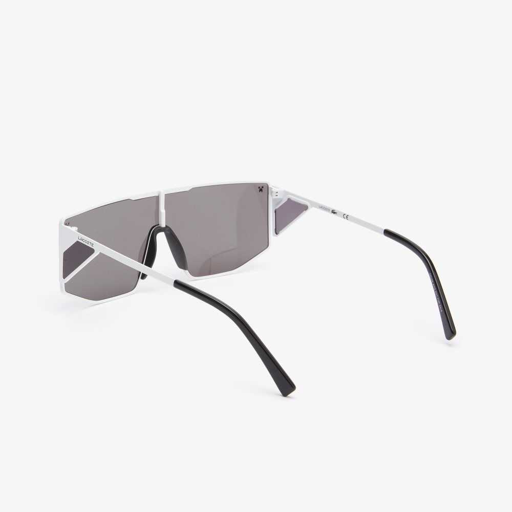 Matte White Lacoste Metal Shield x Minecraft Sunglasses | EFMOBQ-635