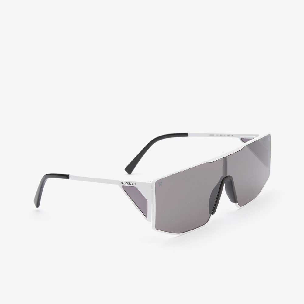 Matte White Lacoste Metal Shield x Minecraft Sunglasses | EFMOBQ-635