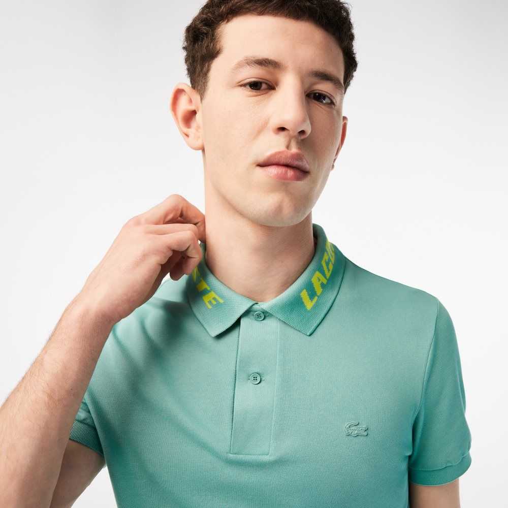 Mint Lacoste Branded Slim Fit Stretch Pique Polo | NHDGME-519