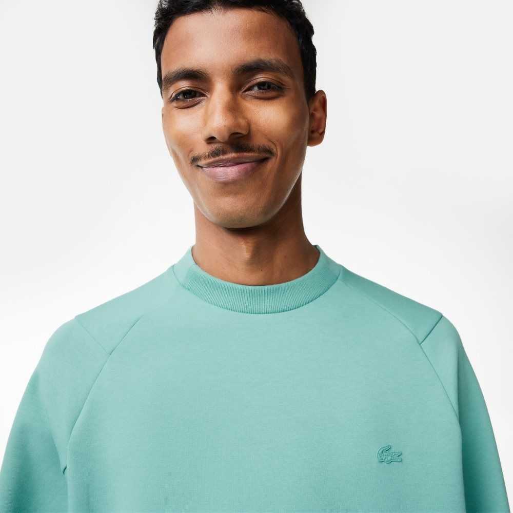 Mint Lacoste Crew Neck Kangaroo Pocket Cotton Blend Sweatshirt | ZIPLFM-475