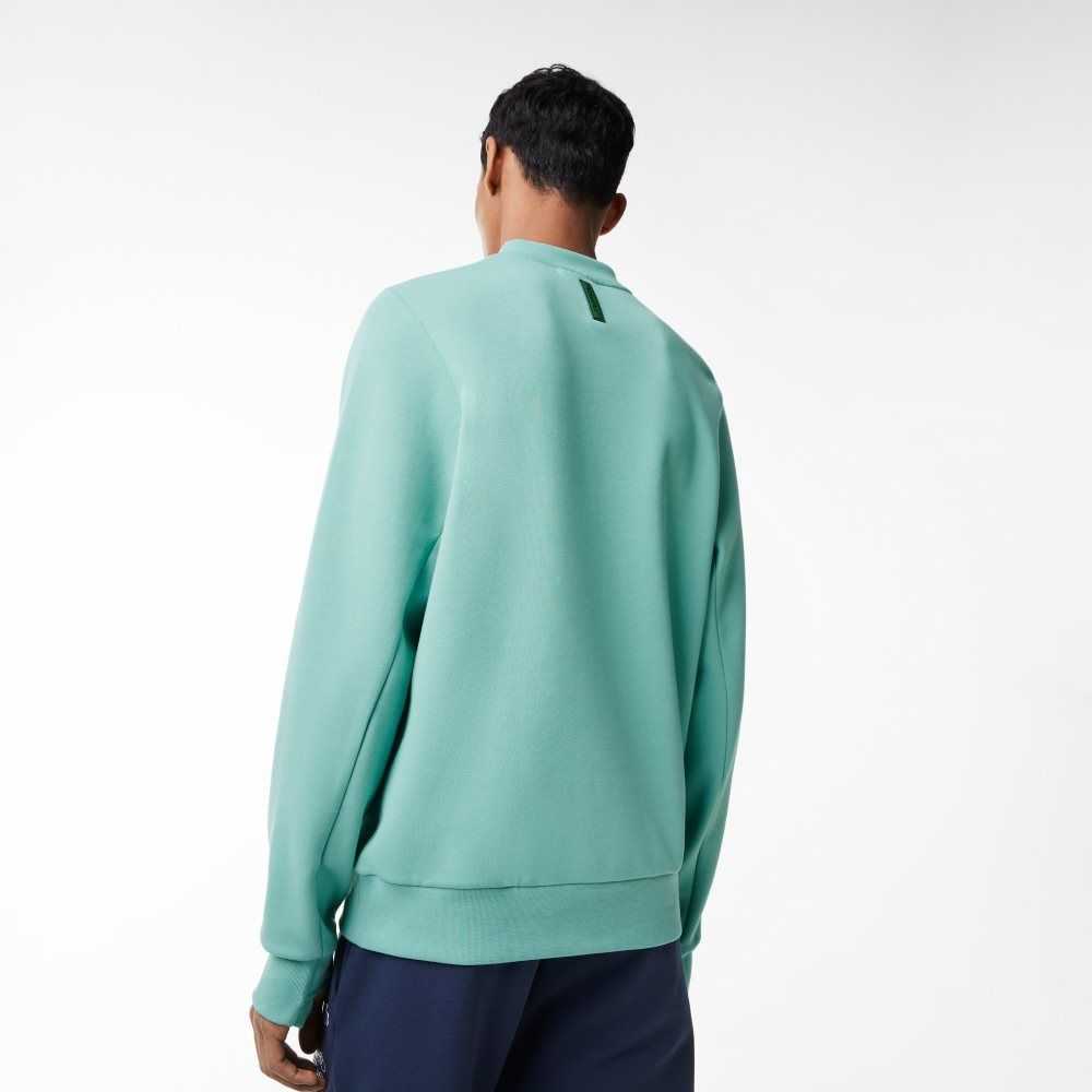 Mint Lacoste Crew Neck Kangaroo Pocket Cotton Blend Sweatshirt | ZIPLFM-475