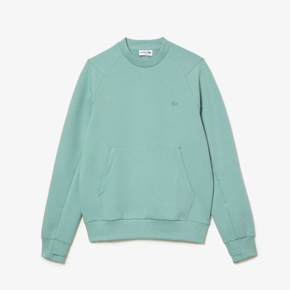 Mint Lacoste Crew Neck Kangaroo Pocket Cotton Blend Sweatshirt | ZIPLFM-475