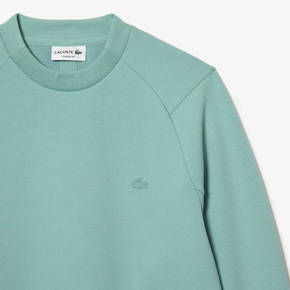 Mint Lacoste Crew Neck Kangaroo Pocket Cotton Blend Sweatshirt | ZIPLFM-475