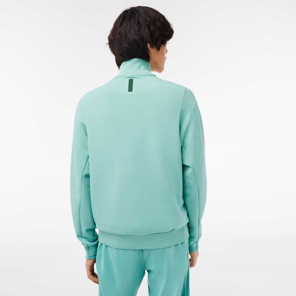 Mint Lacoste High-Neck Cotton Blend Zip Sweatshirt | GHMOBY-398