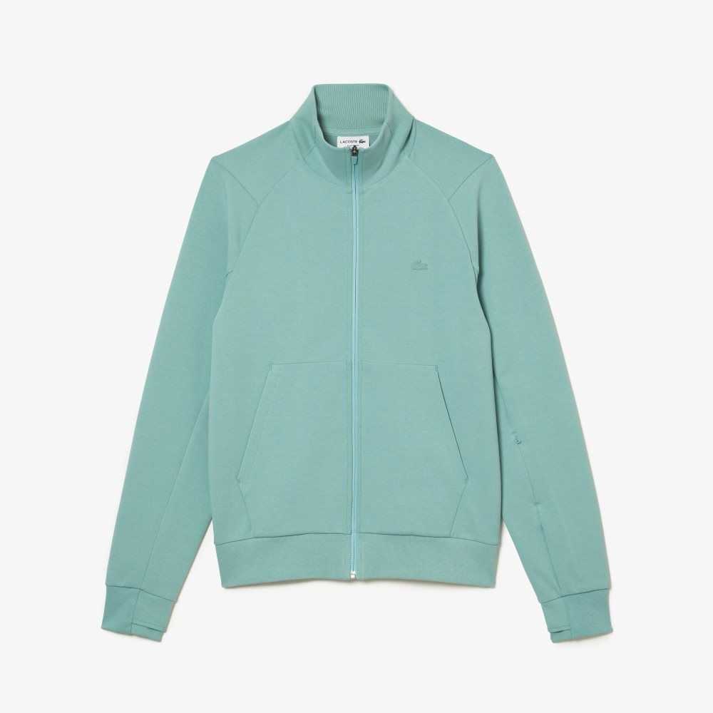 Mint Lacoste High-Neck Cotton Blend Zip Sweatshirt | GHMOBY-398