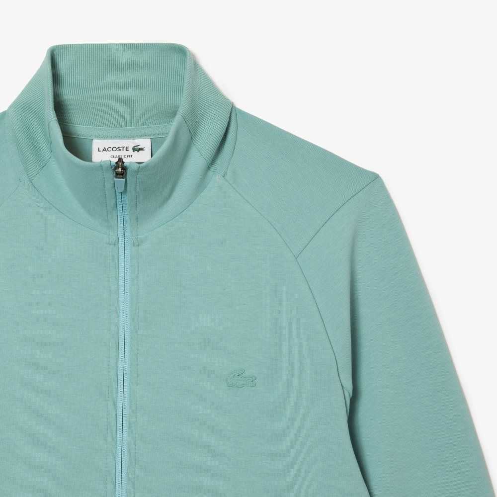 Mint Lacoste High-Neck Cotton Blend Zip Sweatshirt | GHMOBY-398