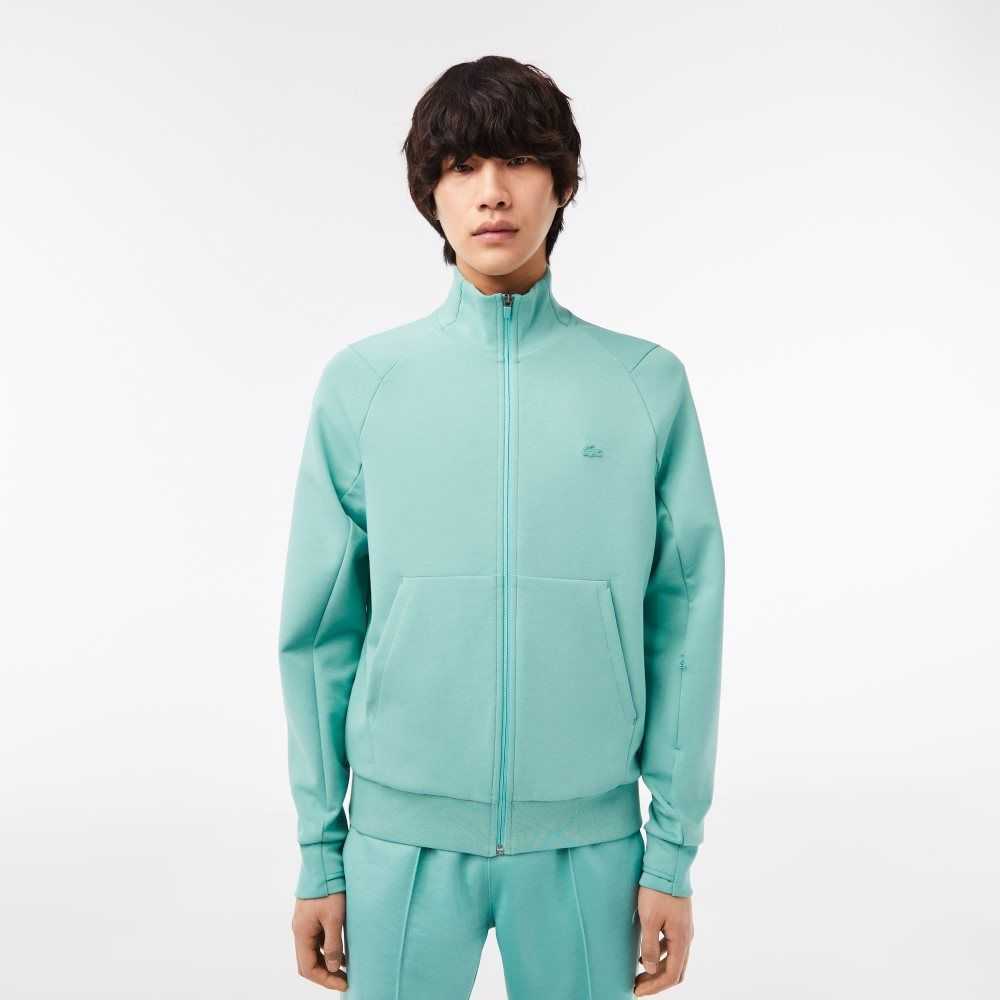 Mint Lacoste High-Neck Cotton Blend Zip Sweatshirt | GHMOBY-398