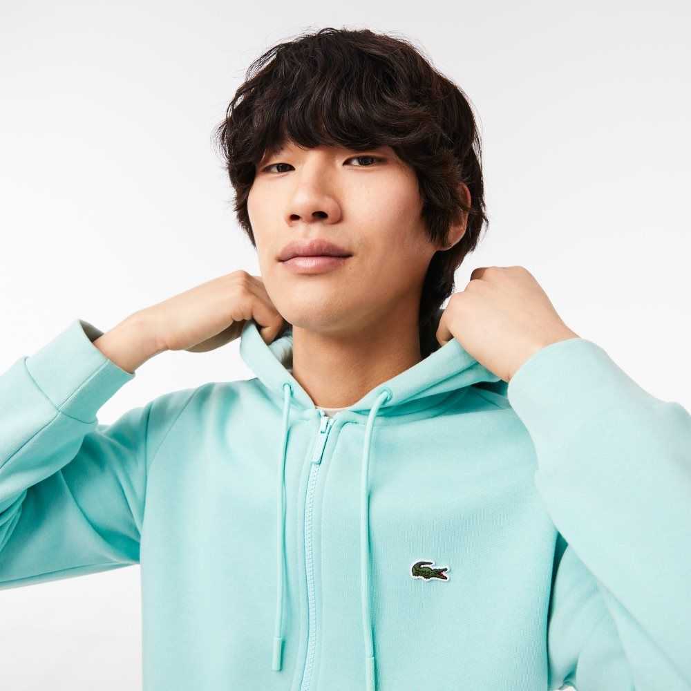 Mint Lacoste Kangaroo Pocket Fleece Zipped Sweatshirt | XUOGPJ-049