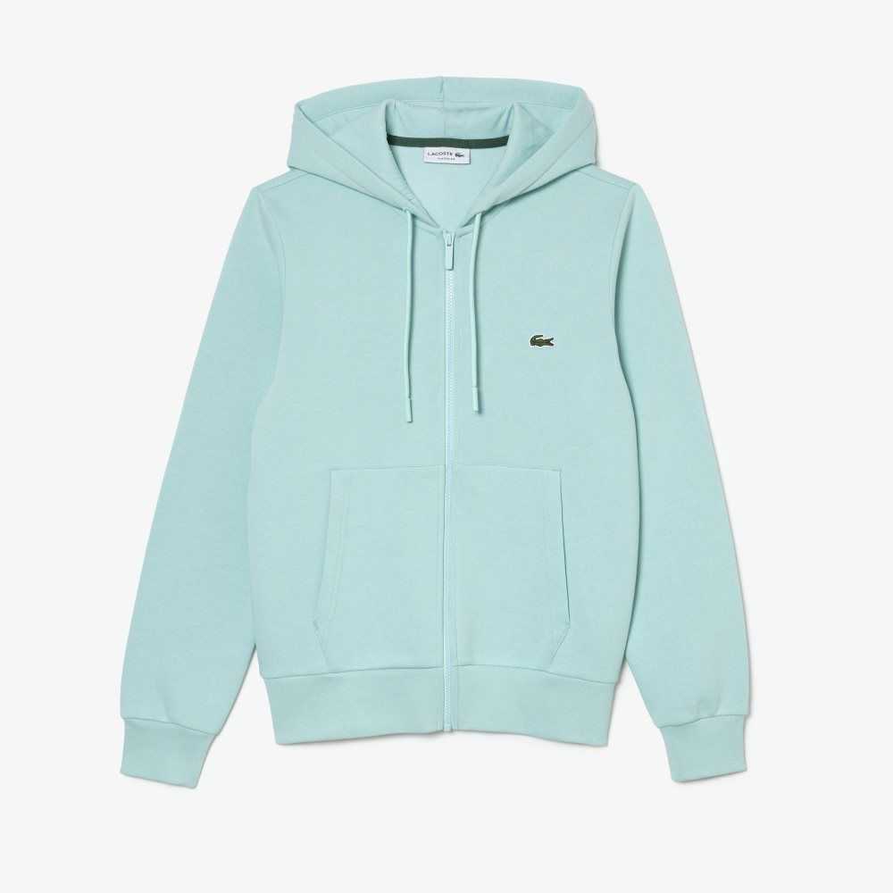 Mint Lacoste Kangaroo Pocket Fleece Zipped Sweatshirt | XUOGPJ-049