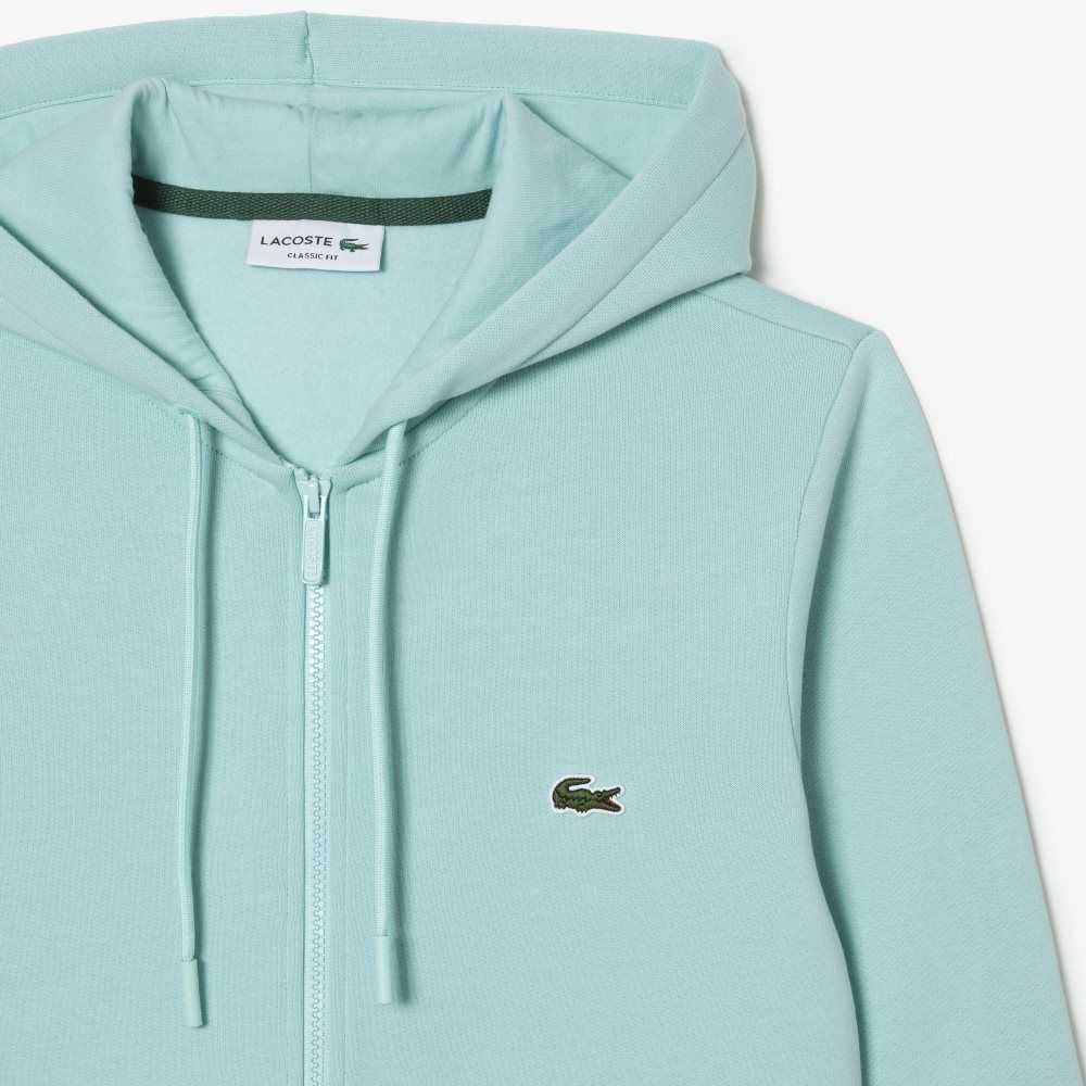 Mint Lacoste Kangaroo Pocket Fleece Zipped Sweatshirt | XUOGPJ-049