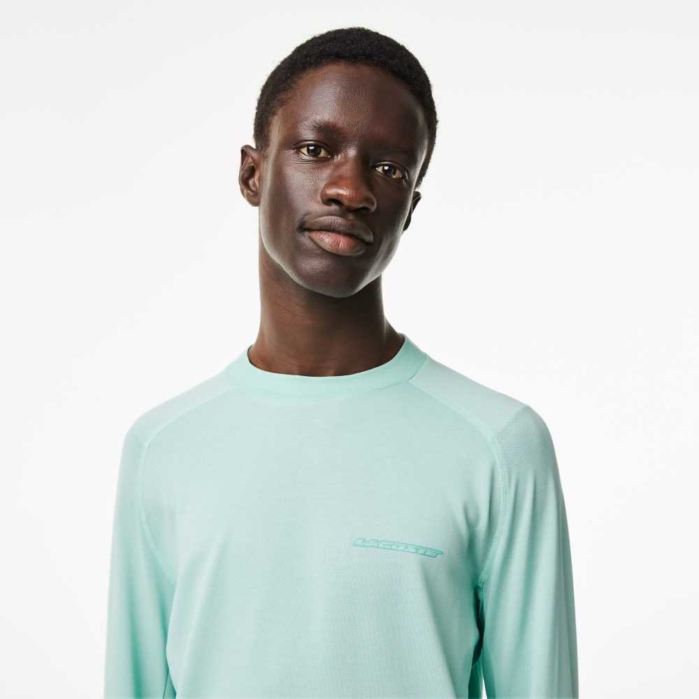 Mint Lacoste Long Sleeve Organic Cotton Slim Fit T-Shirt | VBQSCG-903