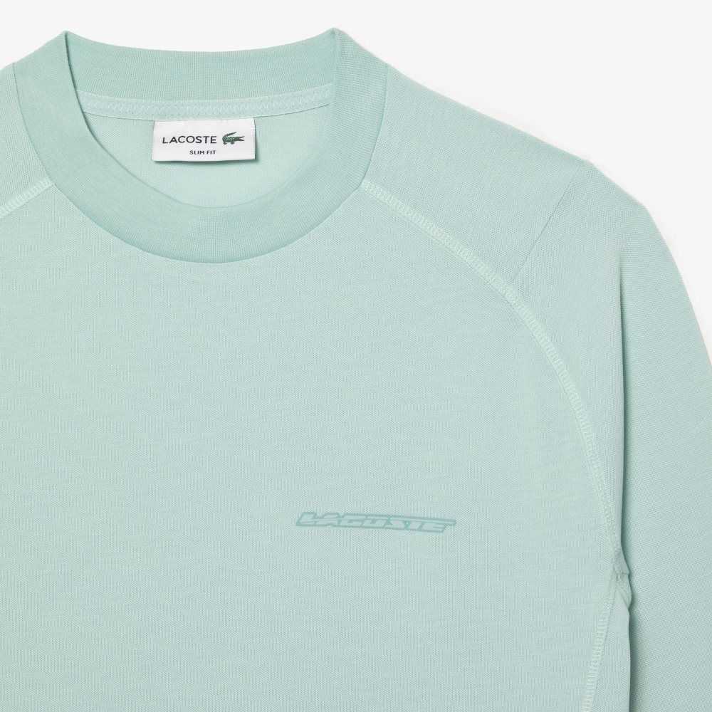 Mint Lacoste Long Sleeve Organic Cotton Slim Fit T-Shirt | VBQSCG-903