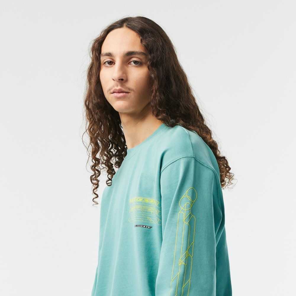 Mint Lacoste Loose Fit Cotton Jersey Long Sleeve T-Shirt | LPXZRQ-823