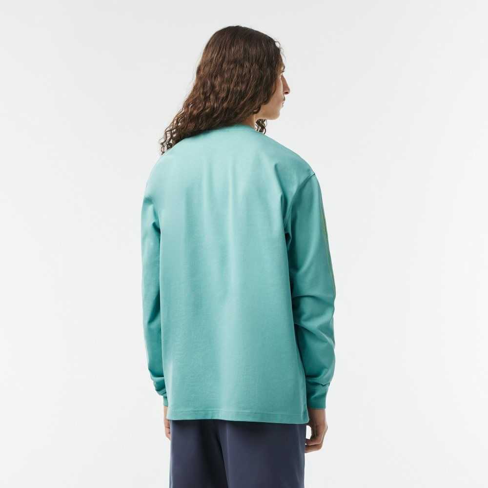 Mint Lacoste Loose Fit Cotton Jersey Long Sleeve T-Shirt | LPXZRQ-823