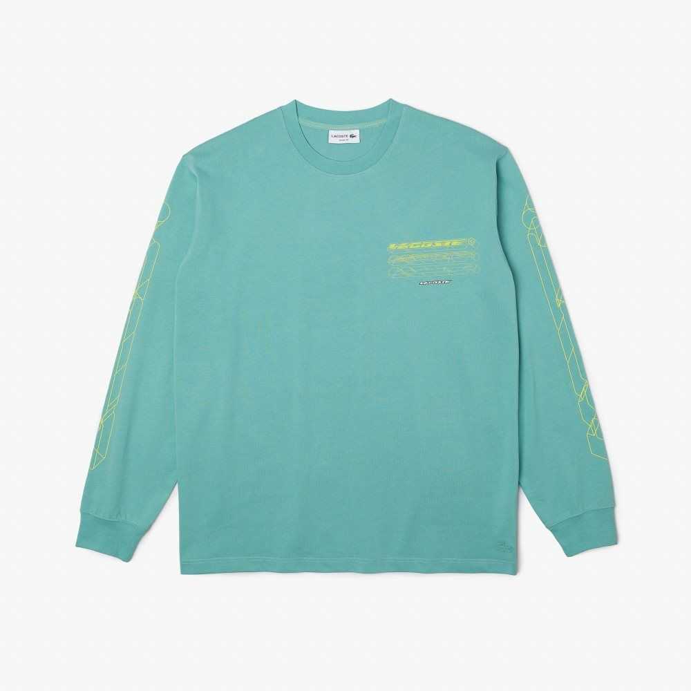 Mint Lacoste Loose Fit Cotton Jersey Long Sleeve T-Shirt | LPXZRQ-823