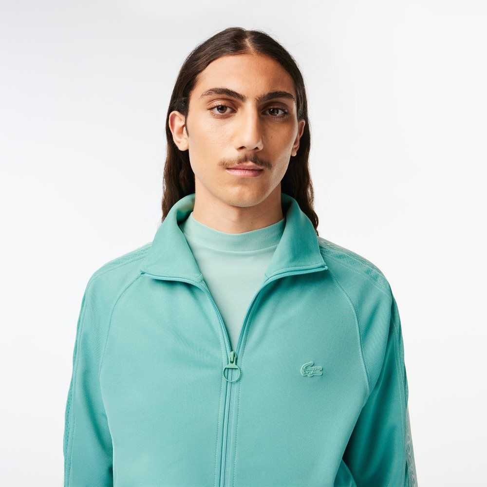 Mint Lacoste Regular Fit Zipped Pique Sweatshirt | TBOWCI-497