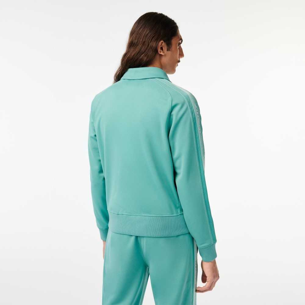 Mint Lacoste Regular Fit Zipped Pique Sweatshirt | TBOWCI-497