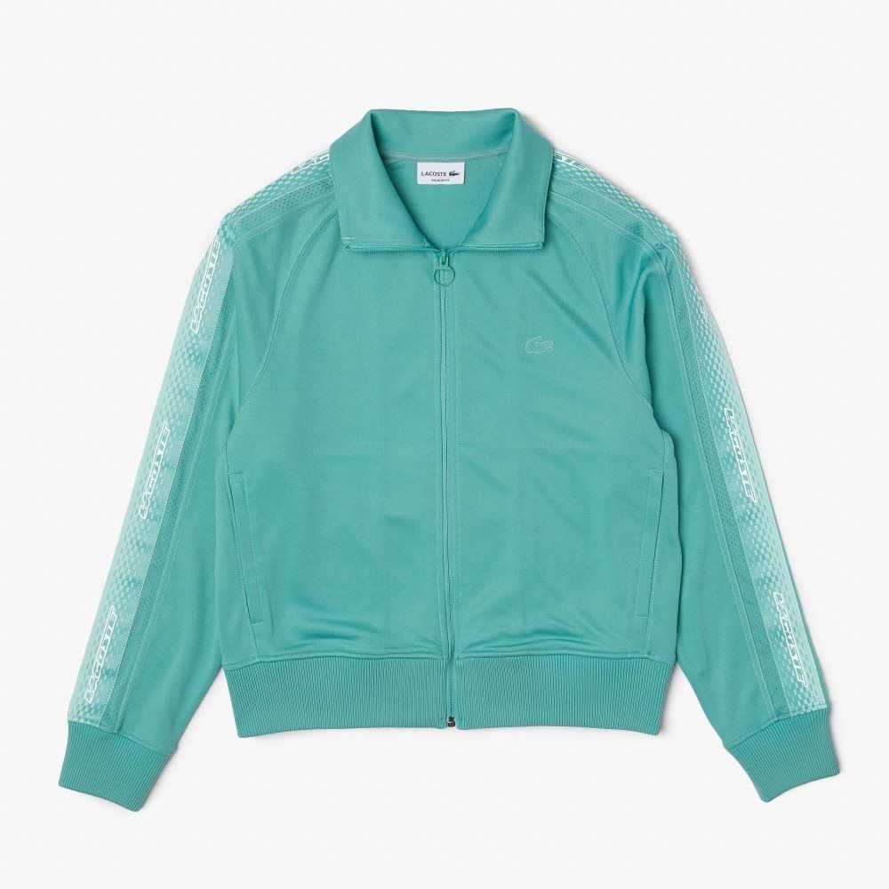 Mint Lacoste Regular Fit Zipped Pique Sweatshirt | TBOWCI-497