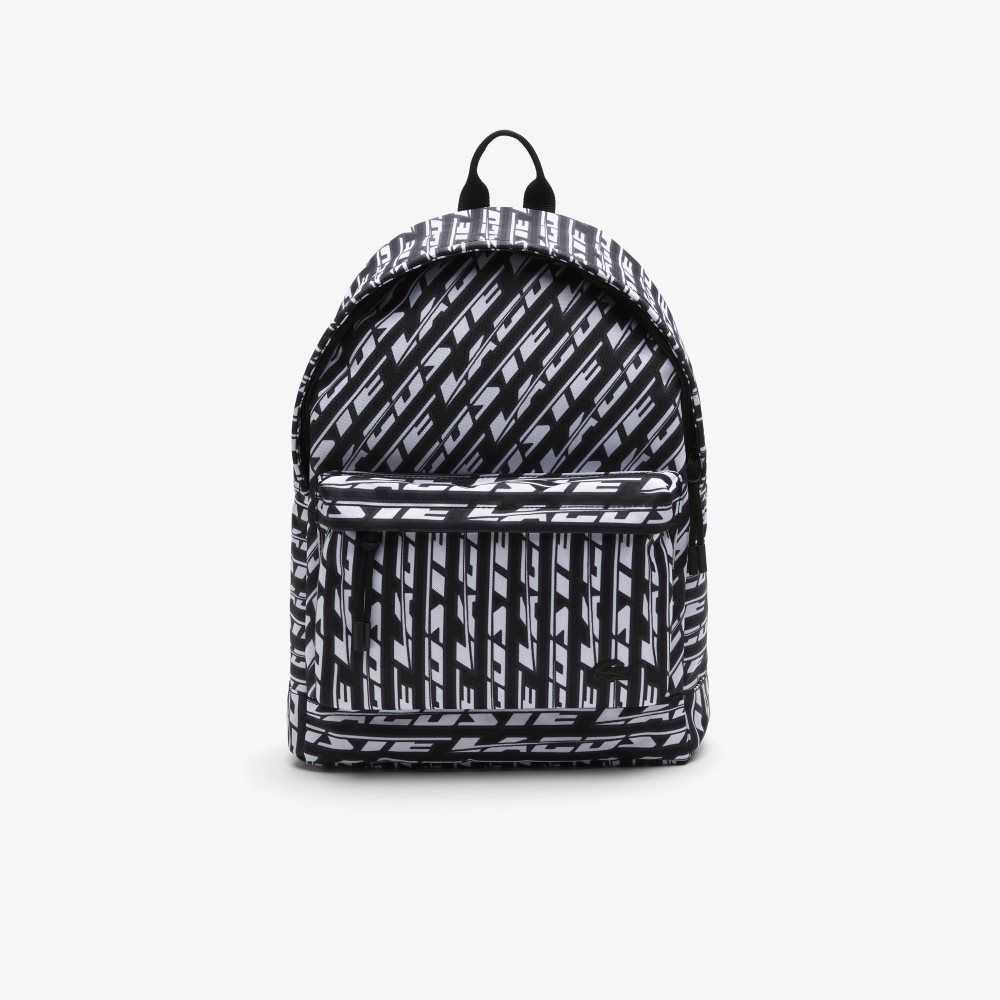 Mono Noir Blanc Lacoste Neocroc Logo Print Backpack | UKEXPW-374