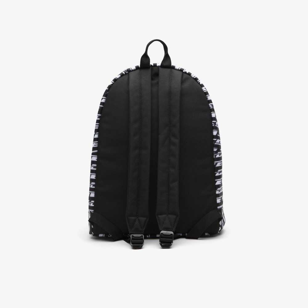 Mono Noir Blanc Lacoste Neocroc Logo Print Backpack | UKEXPW-374