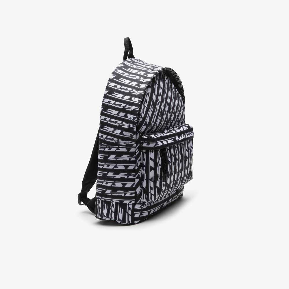 Mono Noir Blanc Lacoste Neocroc Logo Print Backpack | UKEXPW-374