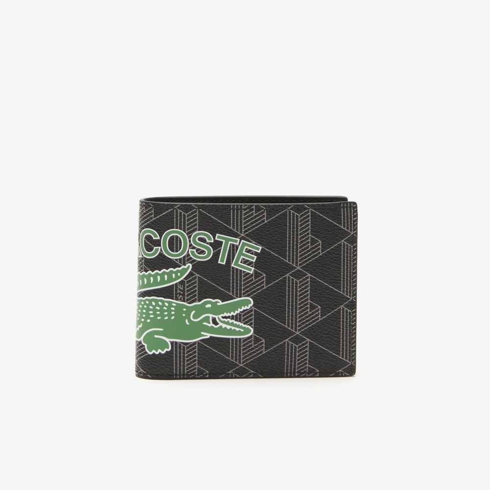 Mono Noir Gris Estragon Lacoste The Blend Monogram Print Folding Wallet | CALIEU-908