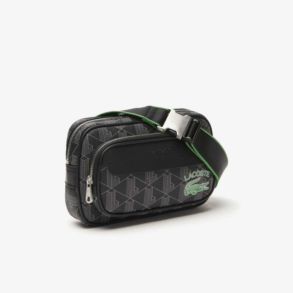 Mono Noir Gris Estragon Lacoste The Blend Monogram Print Crossbody Bag: Small | NUYMBH-950