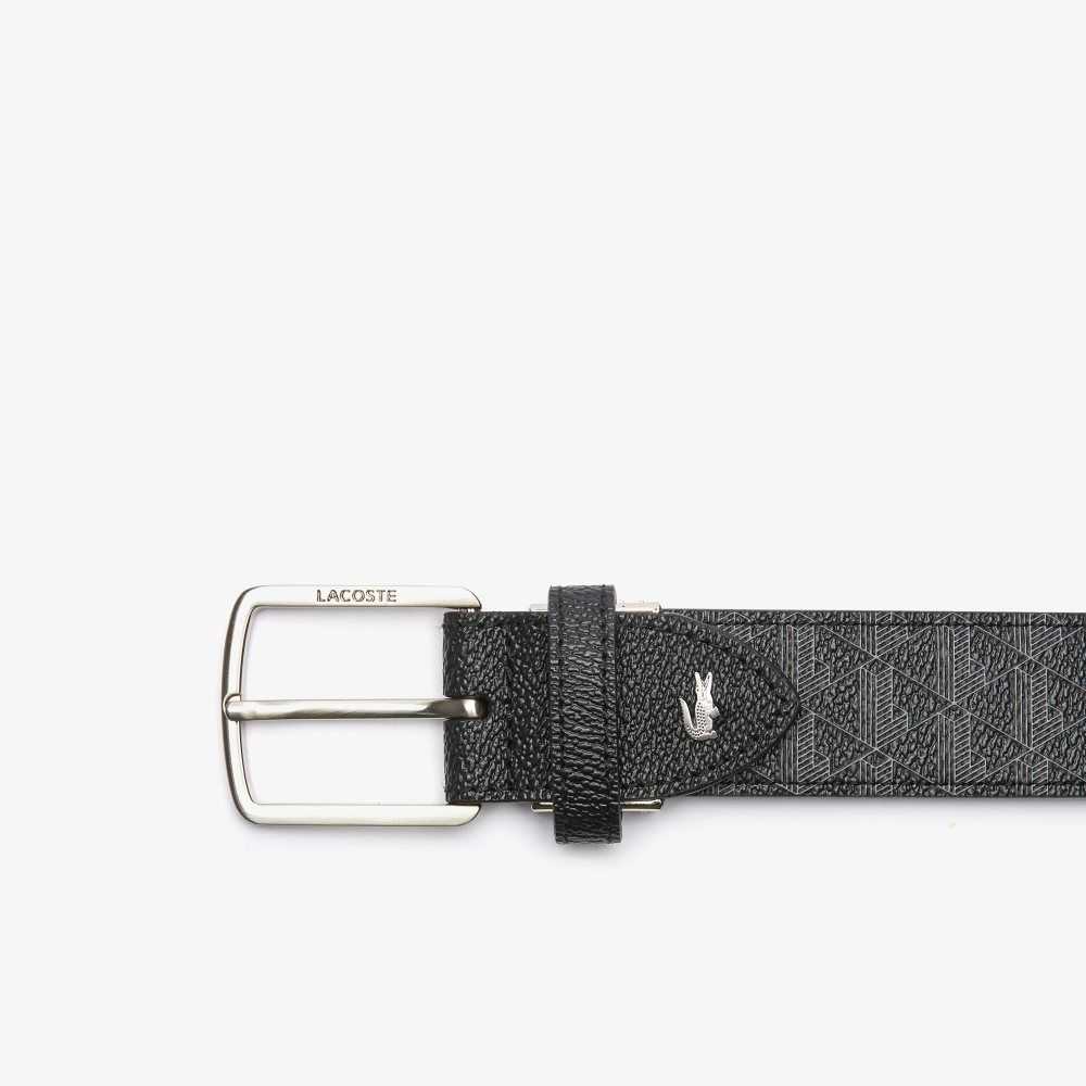 Monogram Noir Gris Lacoste Monogram Tongue Buckle Woven Belt | TFADSL-140