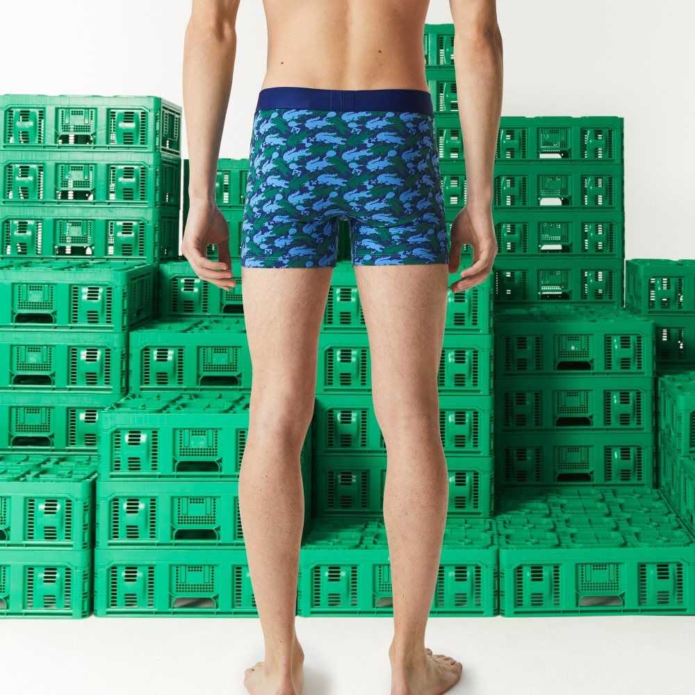 Multicolor Lacoste x Minecraft Print Long Organic Cotton Boxer Briefs | AUCYQJ-176