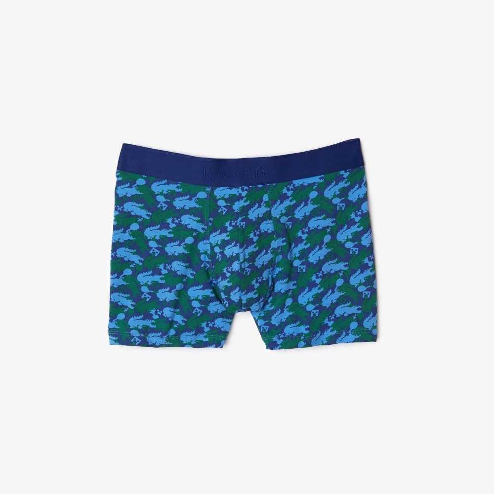 Multicolor Lacoste x Minecraft Print Long Organic Cotton Boxer Briefs | AUCYQJ-176