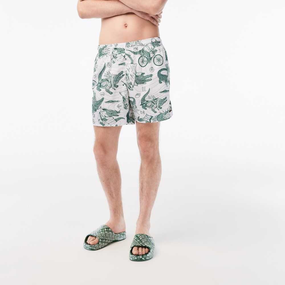 Multicolor Lacoste x Netflix Printed Swim Trunks | TVLEBU-083