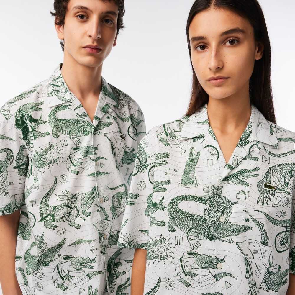 Multicolor Lacoste x Netflix Short Sleeve Printed Shirt | EMTQGL-184