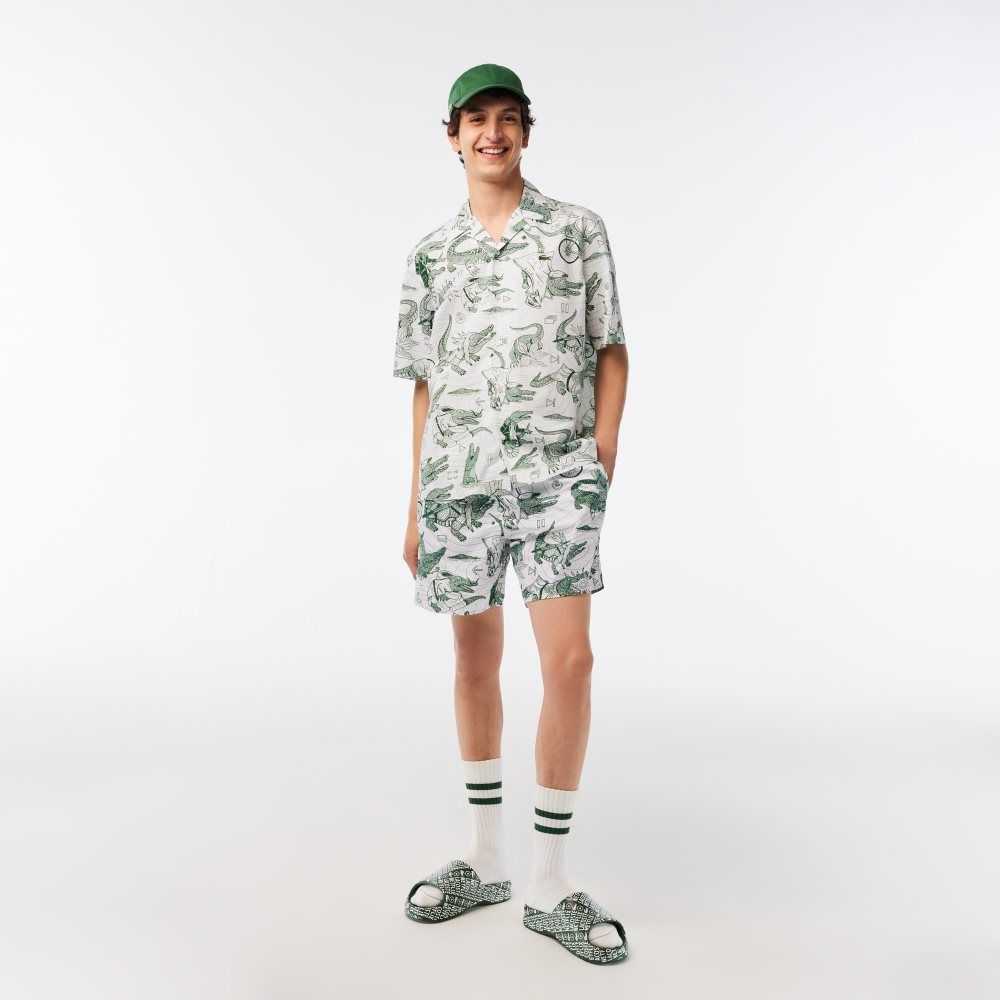 Multicolor Lacoste x Netflix Short Sleeve Printed Shirt | EMTQGL-184