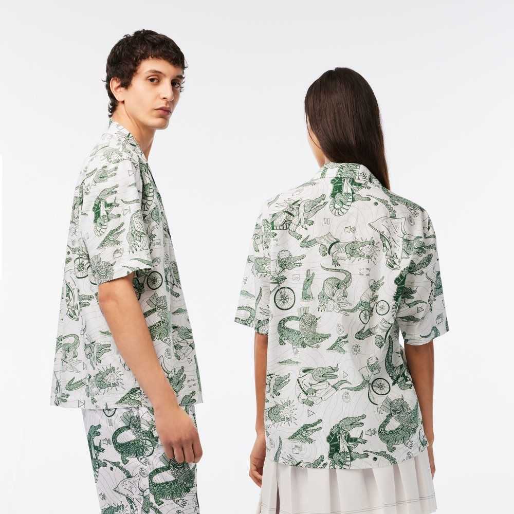 Multicolor Lacoste x Netflix Short Sleeve Printed Shirt | EMTQGL-184