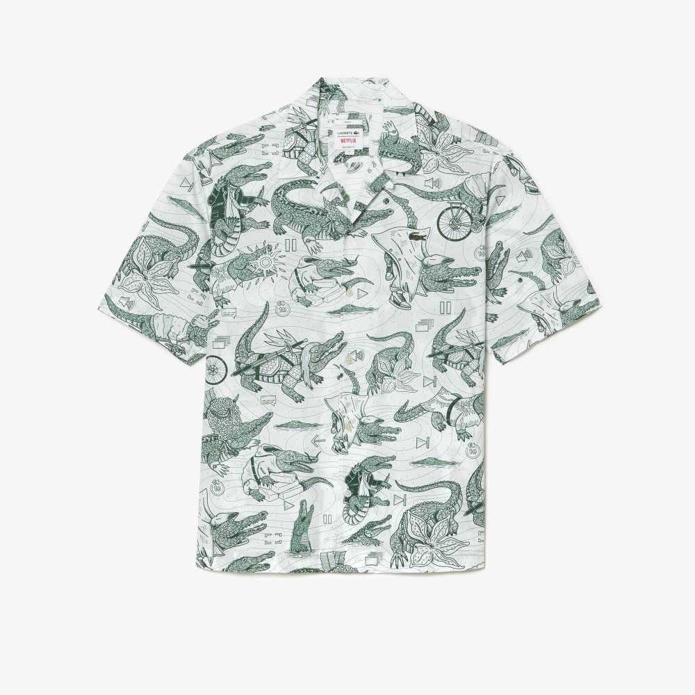 Multicolor Lacoste x Netflix Short Sleeve Printed Shirt | EMTQGL-184