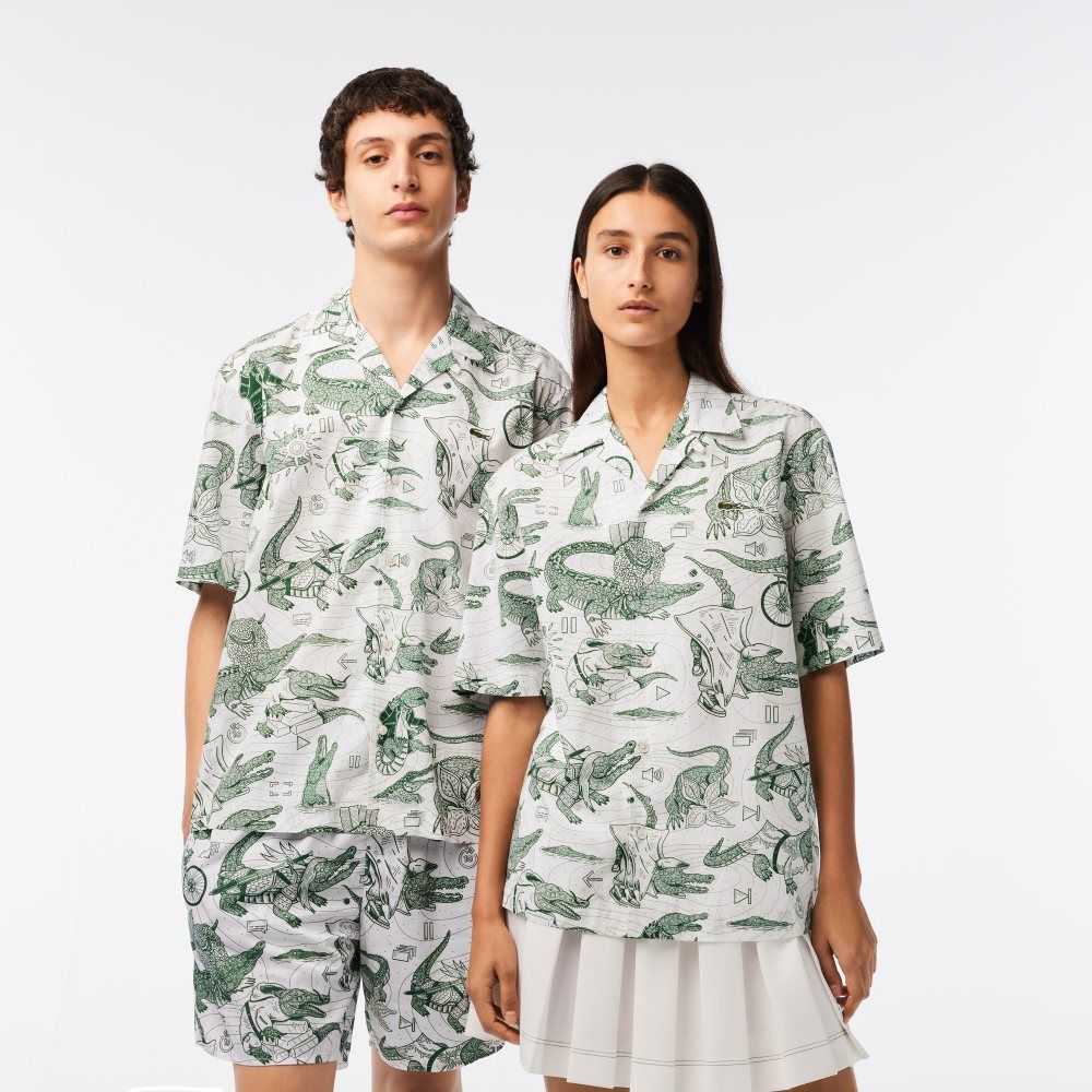 Multicolor Lacoste x Netflix Short Sleeve Printed Shirt | EMTQGL-184