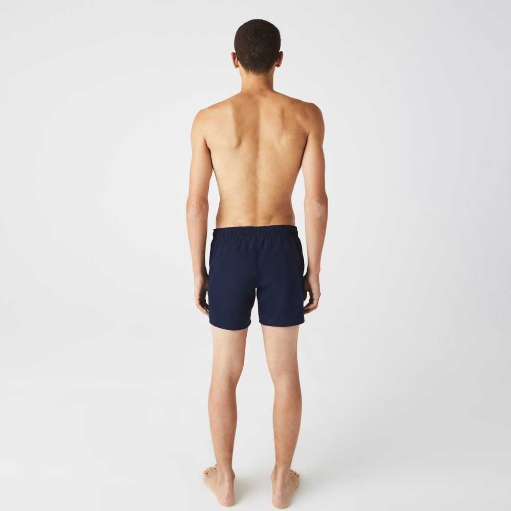 Navy Blue / Black Lacoste Light Quick-Dry Swim Shorts | IGYORH-903