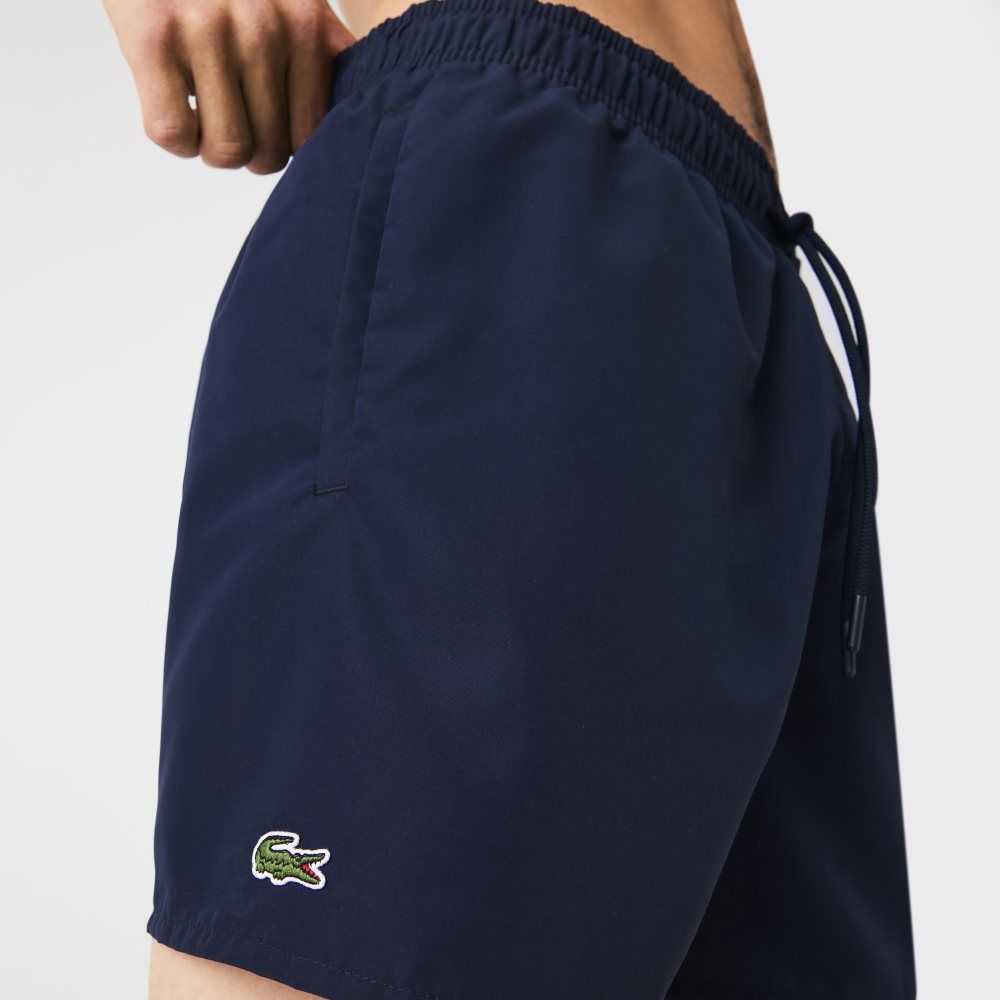 Navy Blue / Black Lacoste Light Quick-Dry Swim Shorts | IGYORH-903