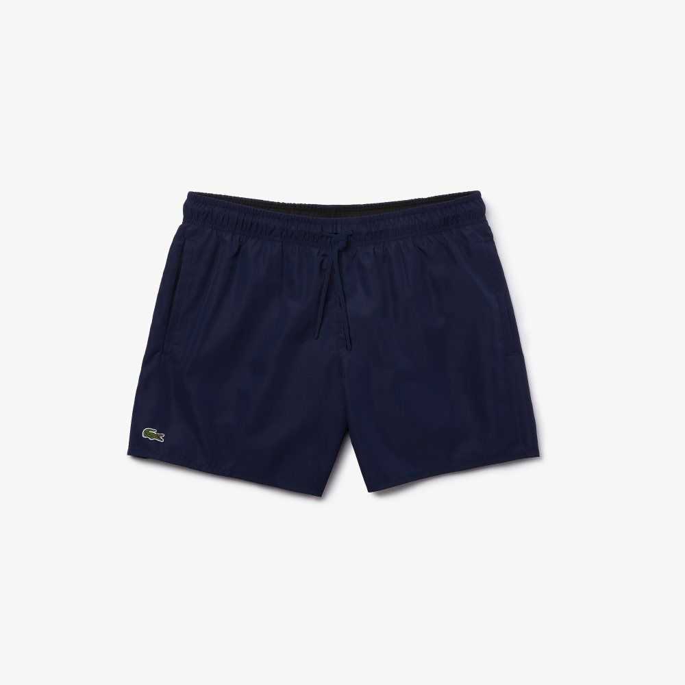 Navy Blue / Black Lacoste Light Quick-Dry Swim Shorts | IGYORH-903