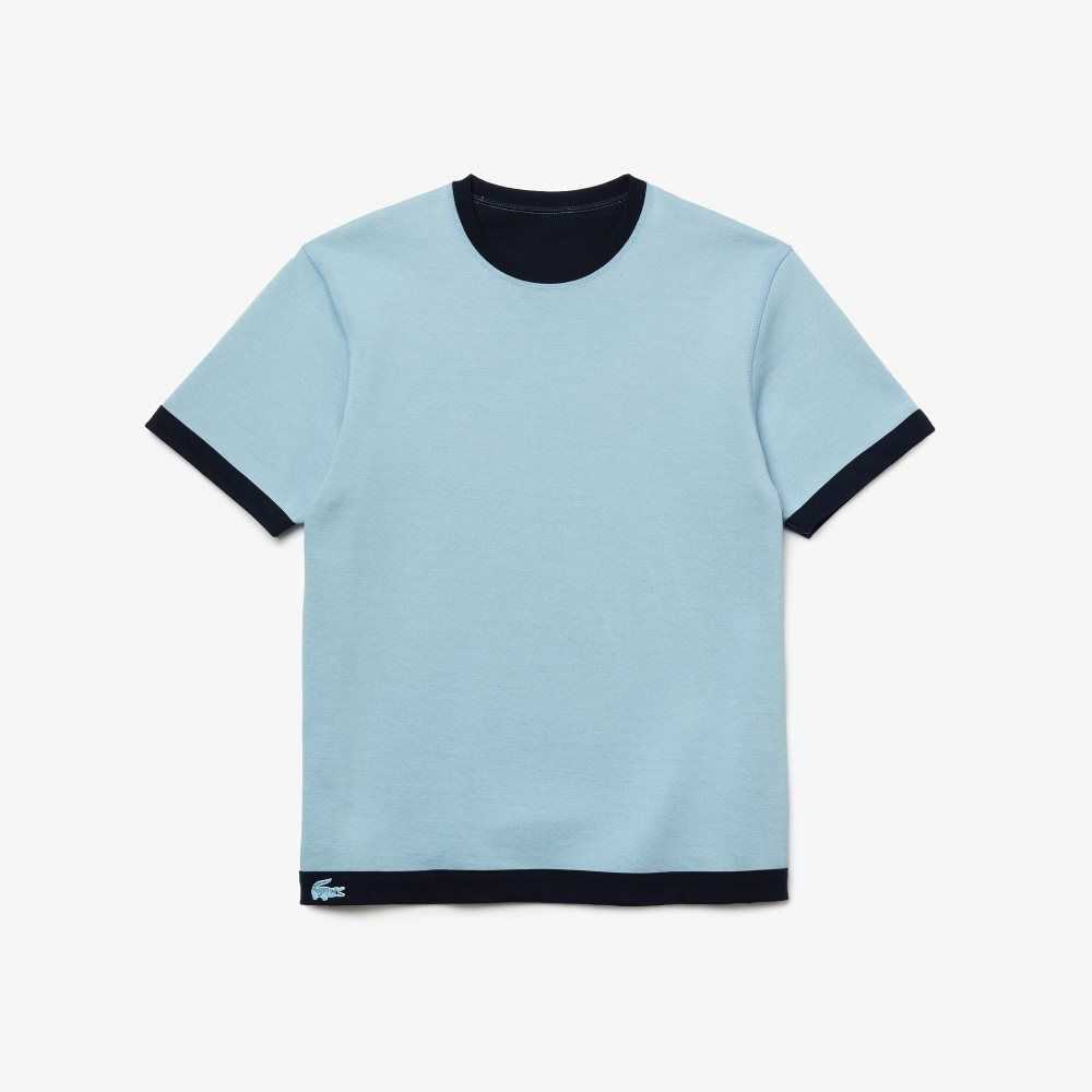 Navy Blue / Blue Lacoste Reversible Cotton Blend Pique T-shirt | DYSZMI-208